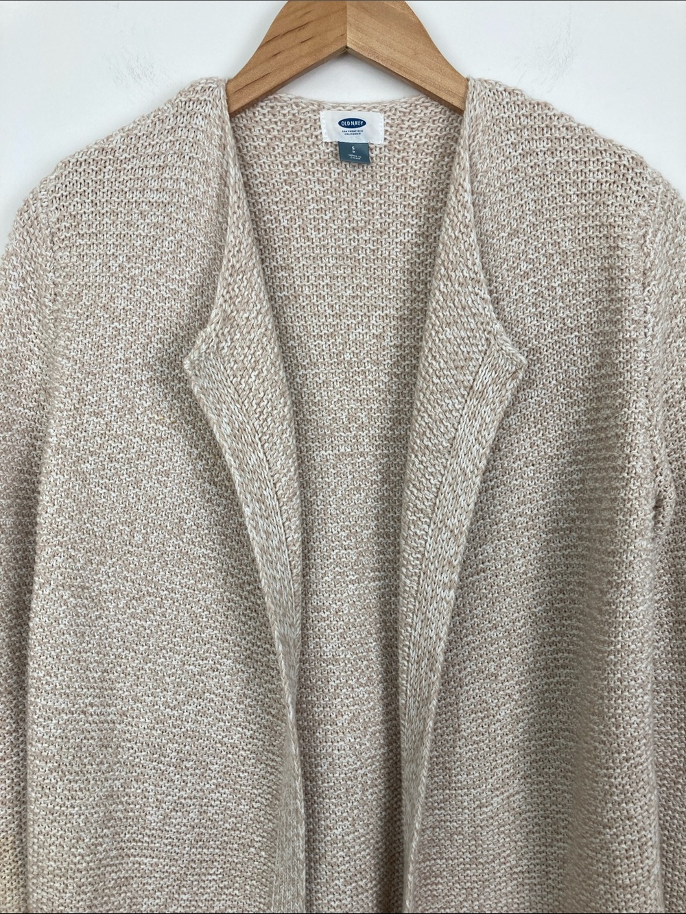 Old Navy Beige Open Front Long Line Cardigan, Size Small